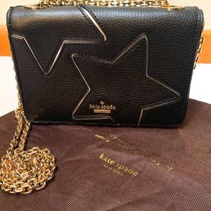 Kate Spade Textured Leather Flap Chain Cross Body with Silver Stars